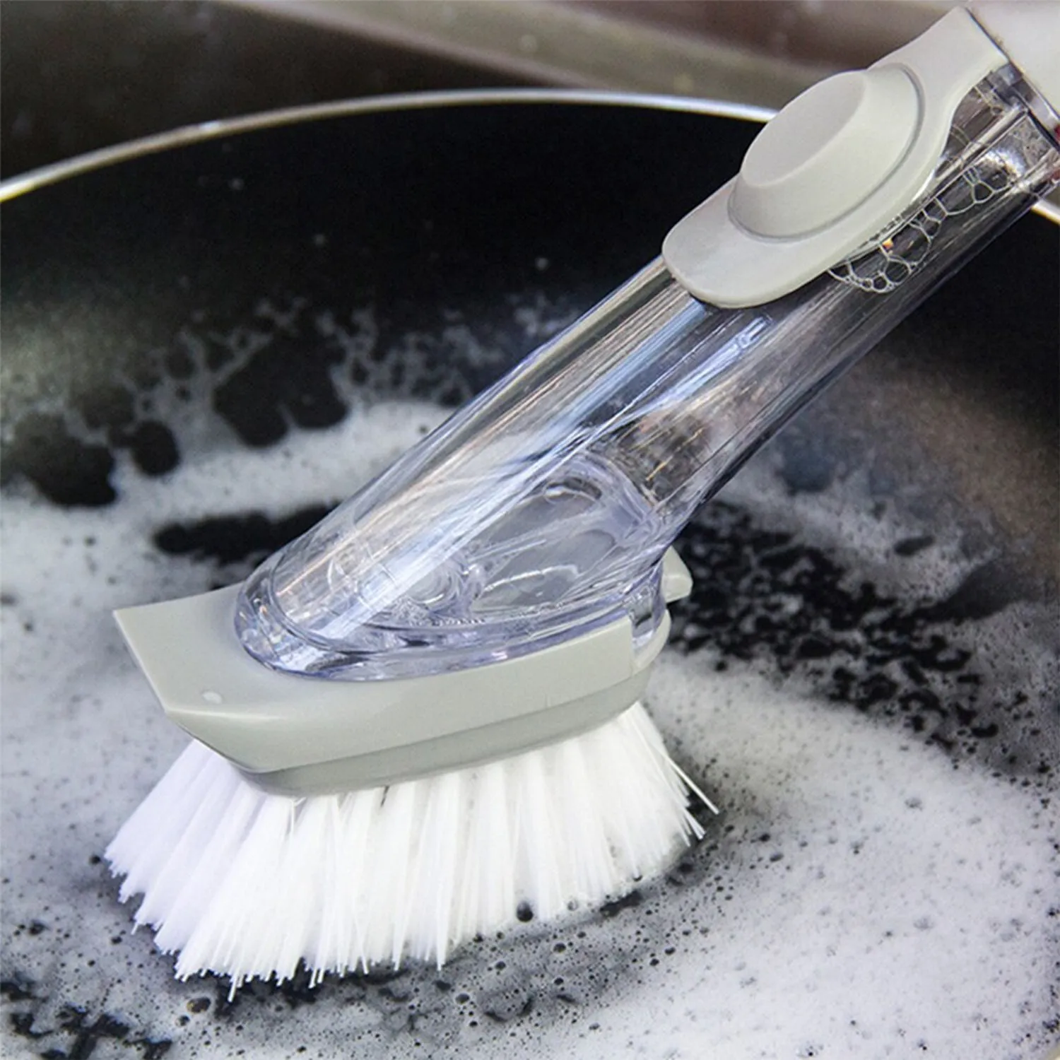 1271A 2-in-1 Dishwashing Brush, Long Handle Wash Pot Brush Washing Dish