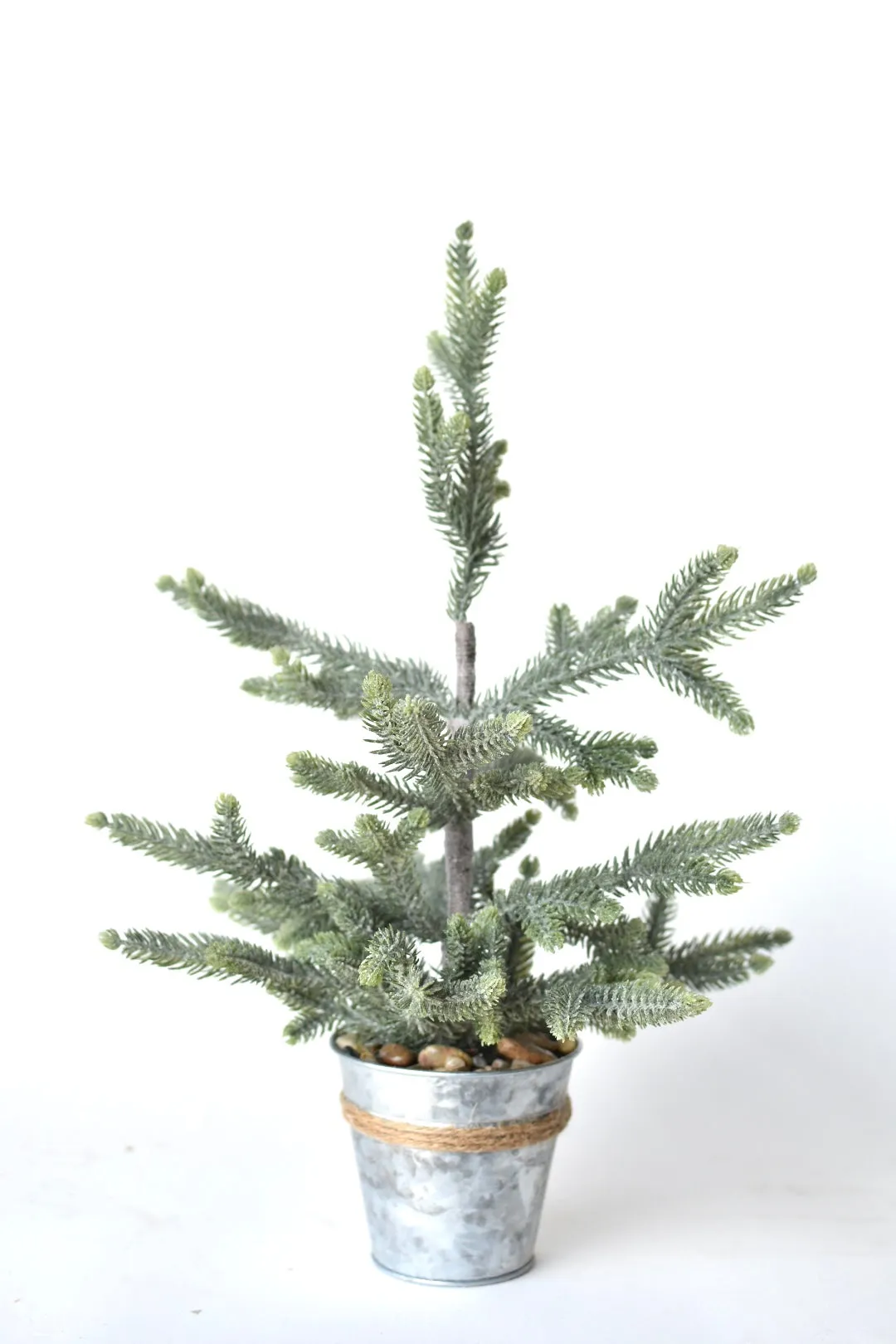 18" Faux Frosted Potted Tree in Galvanized Pot