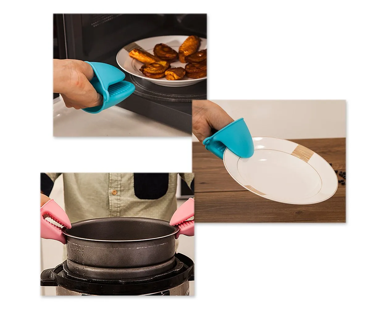 2 Pieces Silicone Pot Holders Oven Mitt Pinch Grip - A