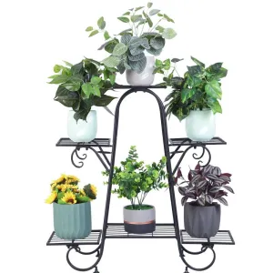 6 Tier Flower Pot Stand Wrought Iron Plant Holder Metal Rack Display