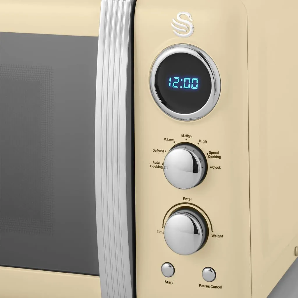 800W Retro Digital Microwave