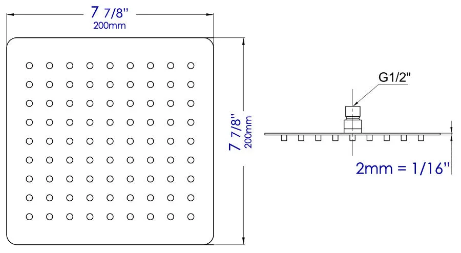 ALFI Solid Stainless Steel 8" Square Ultra Thin Rain Shower Head