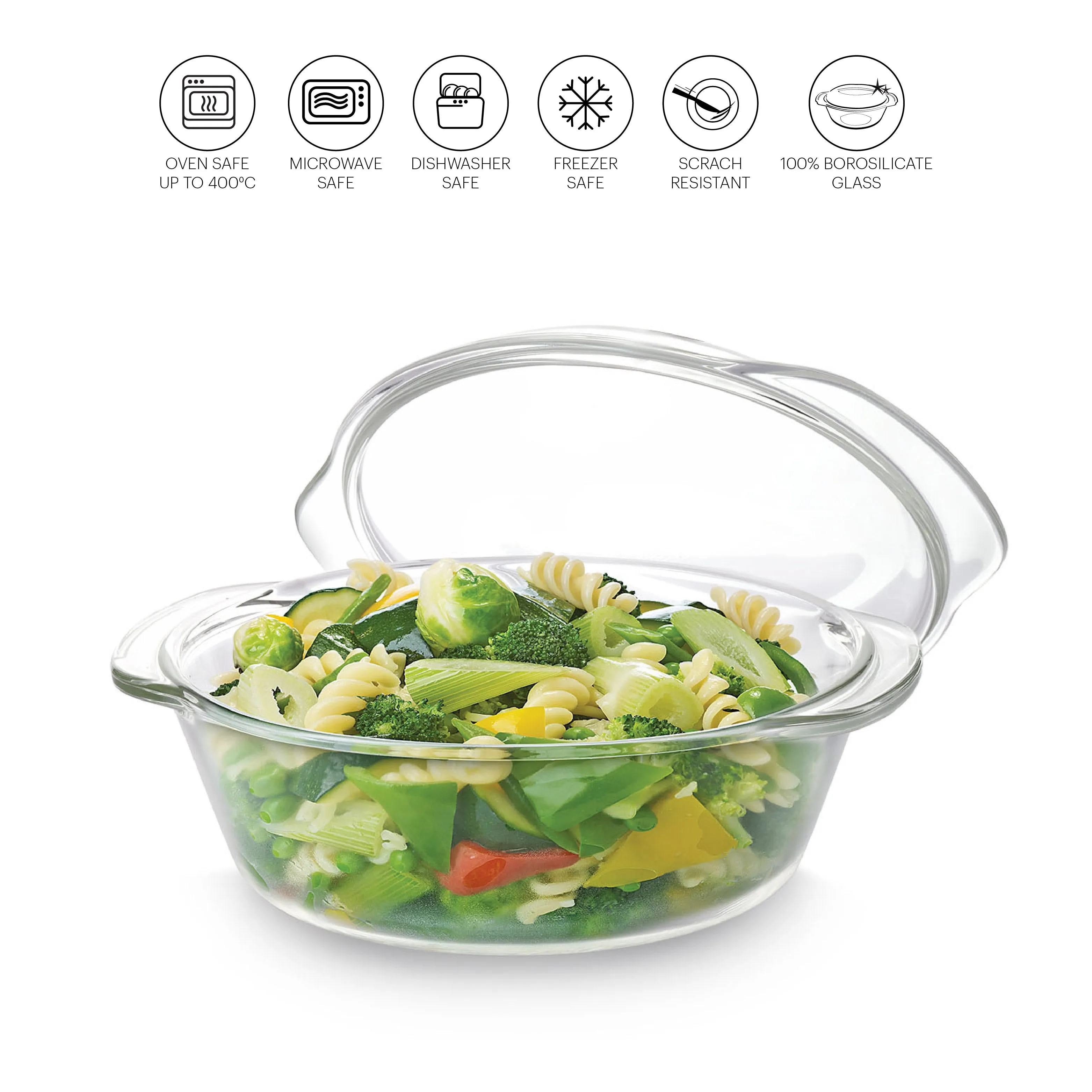 Angelica Round Casserole With Lid, 1500ml