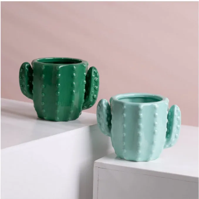 Bulk Cactus Shaped Flower Vase Ceramic Flower Planter Pot Wholesale