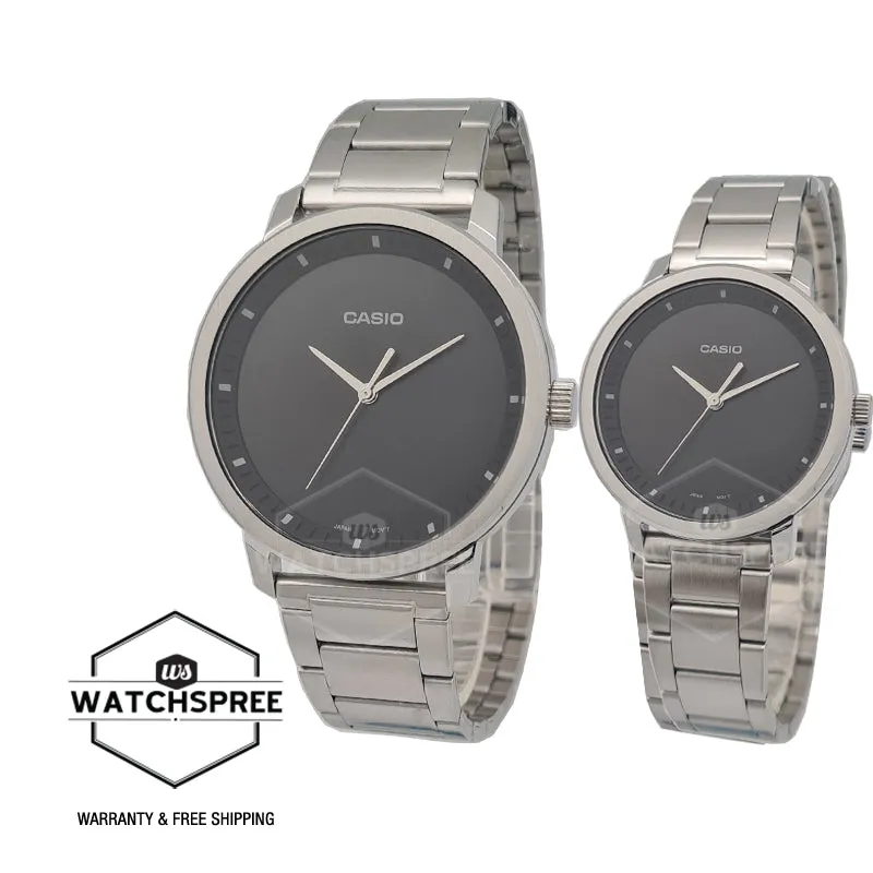 Casio Couple Stainless Steel Band Watch LTPB115D-1E MTPB115D-1E [Couple Watch Set]