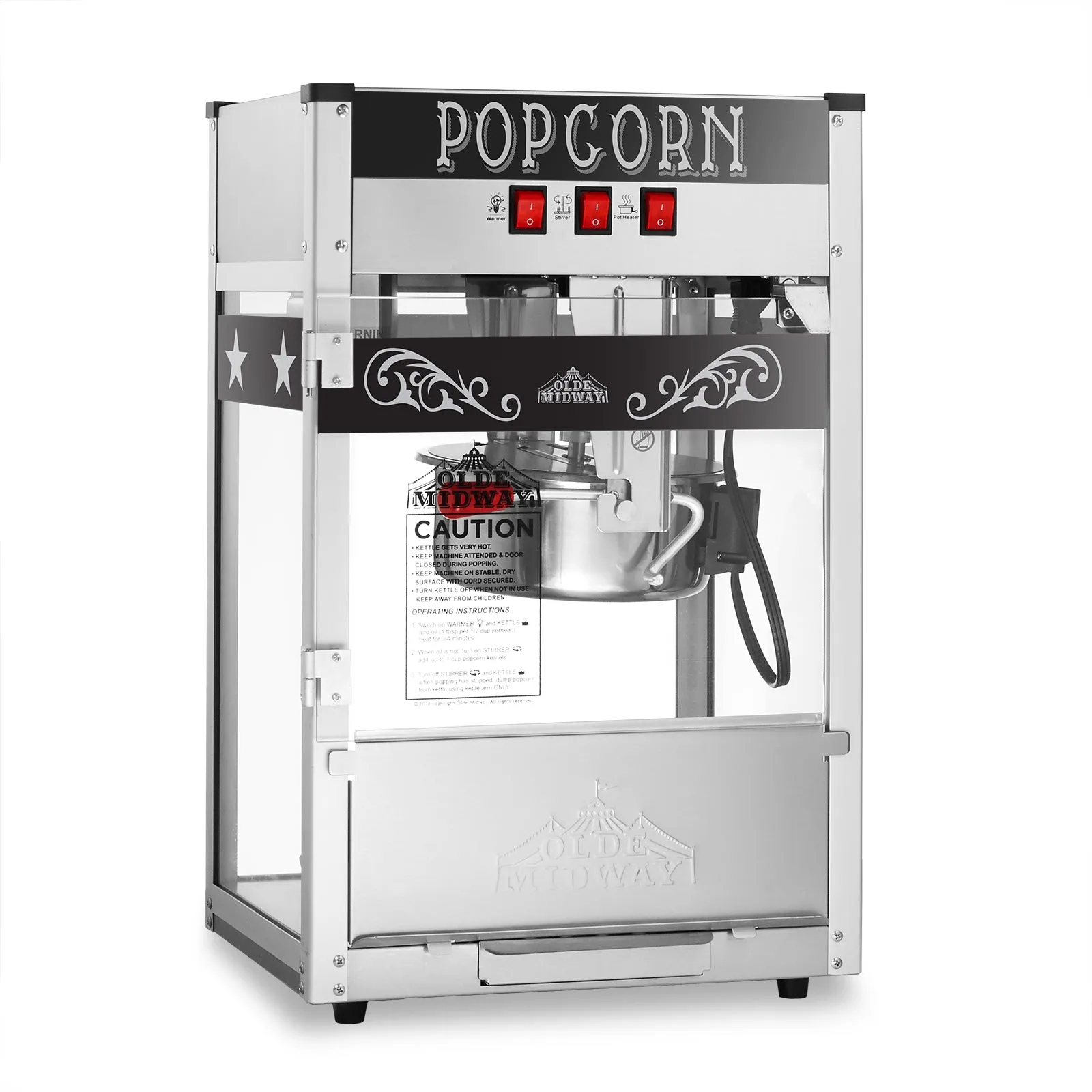 Commercial Popcorn Machine Maker Popper with Large 8-Ounce Kettle