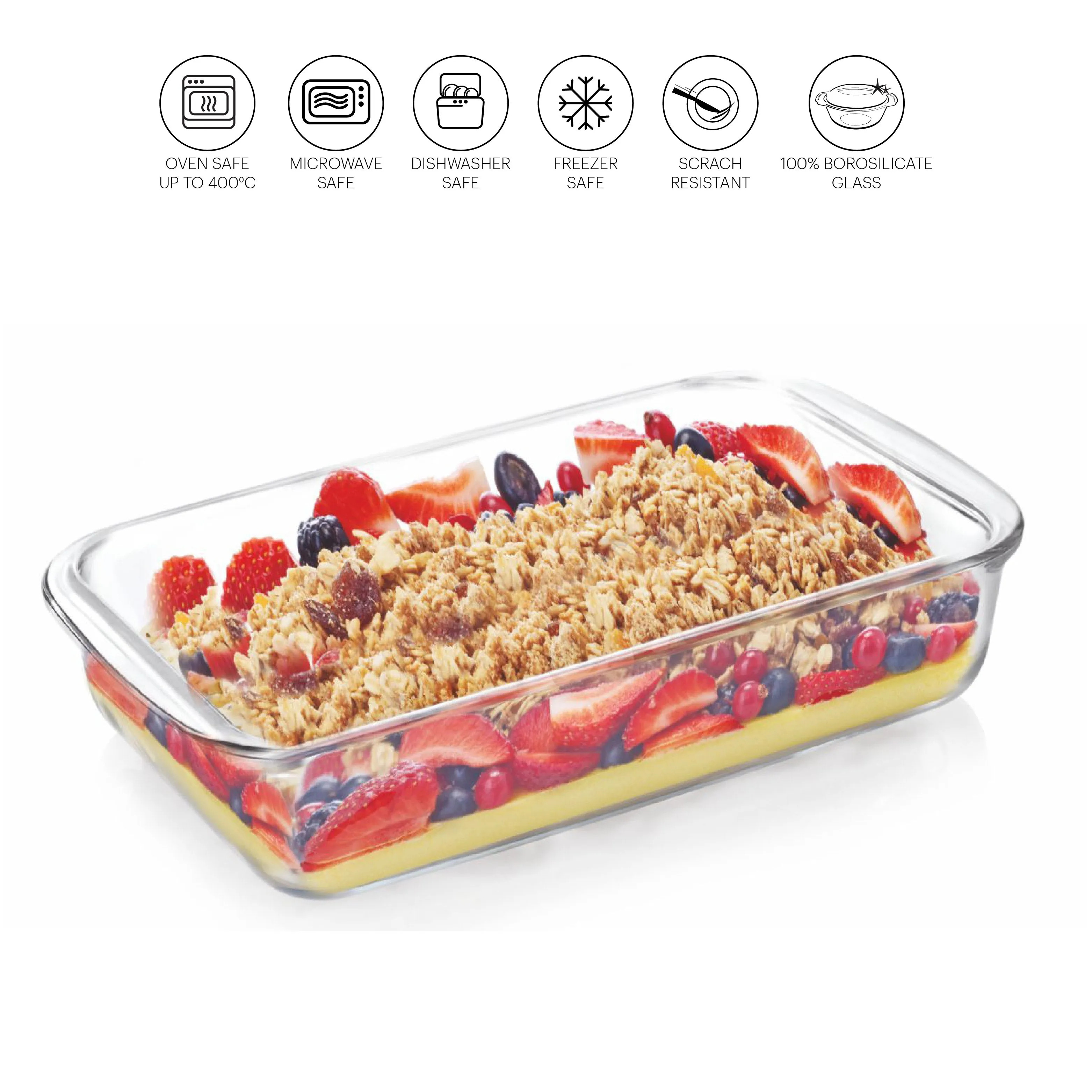 Dahlia Rectangle Glass Baking Dish, 1600ml