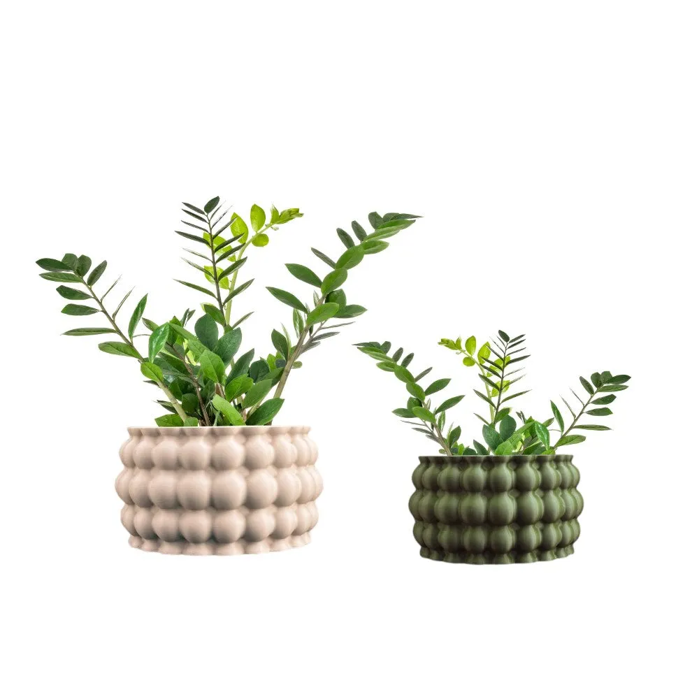 Decor Contemporary MidCentury Indoor Bubble Pattern Eco-Friendly 3D Printed Planters with Drainage