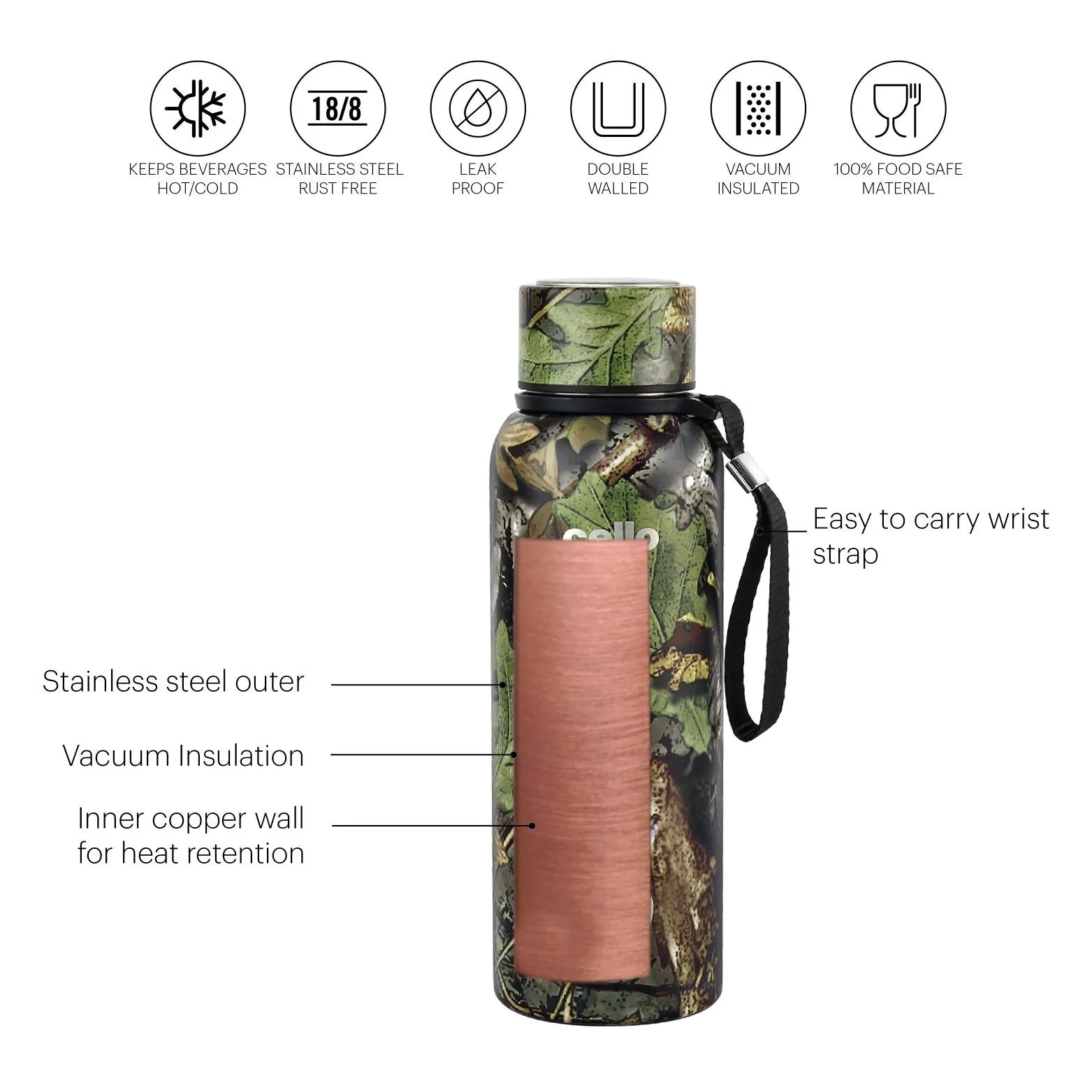 Deezee Mate Flask, Vacusteel Water Bottle, 550ml