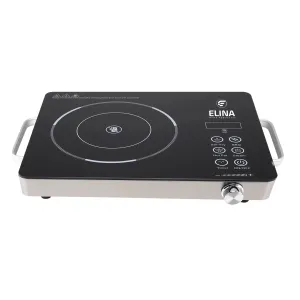 Elina 2200W Radiant Infrared Glass Induction Cooktop, Touch Panel, Steel Body