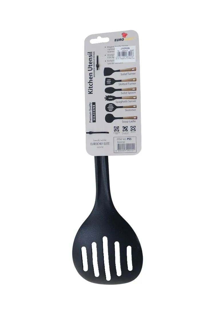 Eurochef Heavy Duty Silicone Skimmer With Handle Wood Design