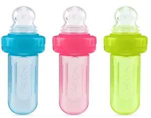 EZ Squee-Z Silicone Self Feeding Baby Food Dispenser, 1 Count (Pack of 1) - Aqua/Pink/Green, Colors May Vary