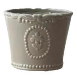 Grey Fleur De Lis Plant Pot