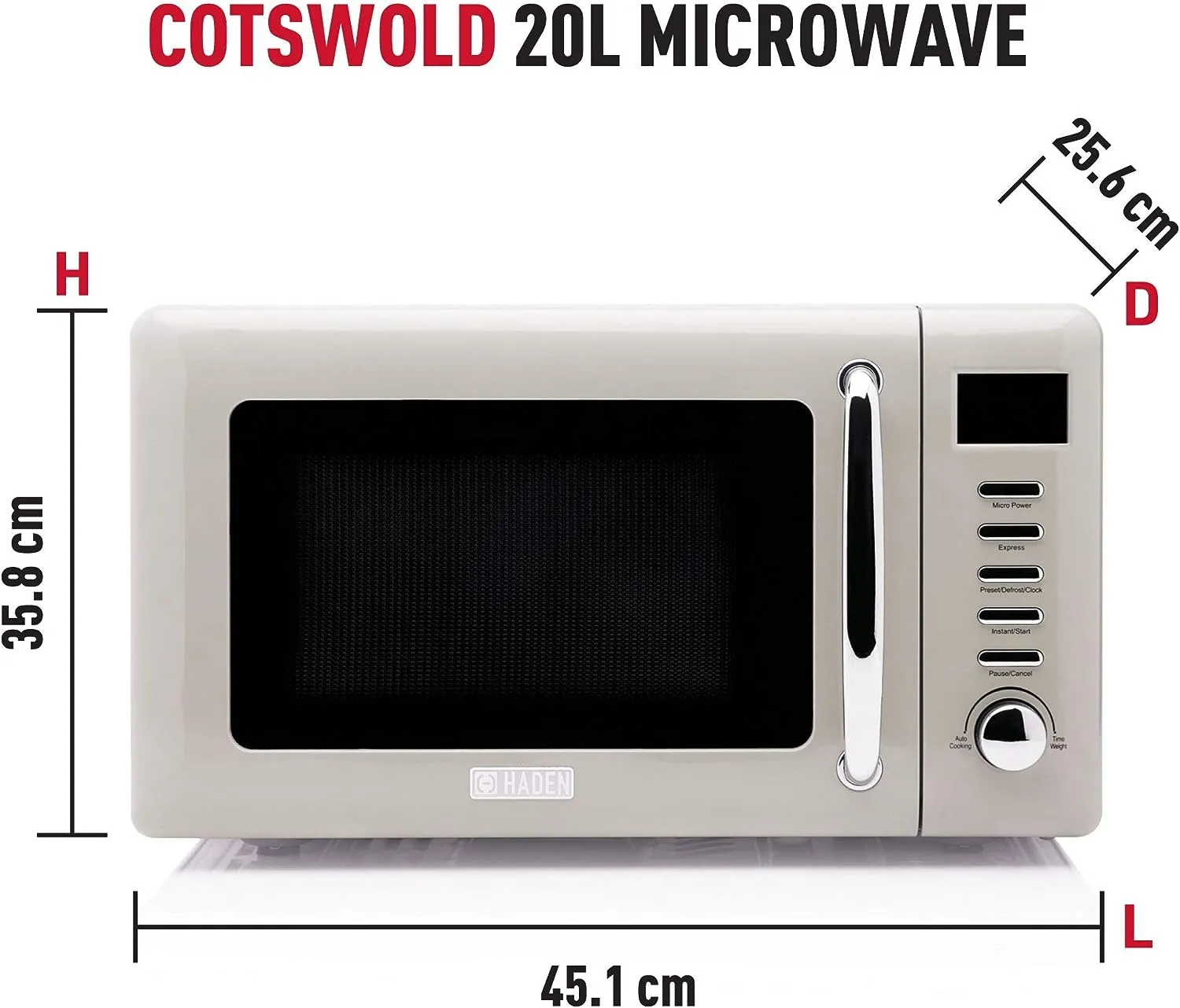 Haden Cotswold Putty 800W Microwave Oven 20L