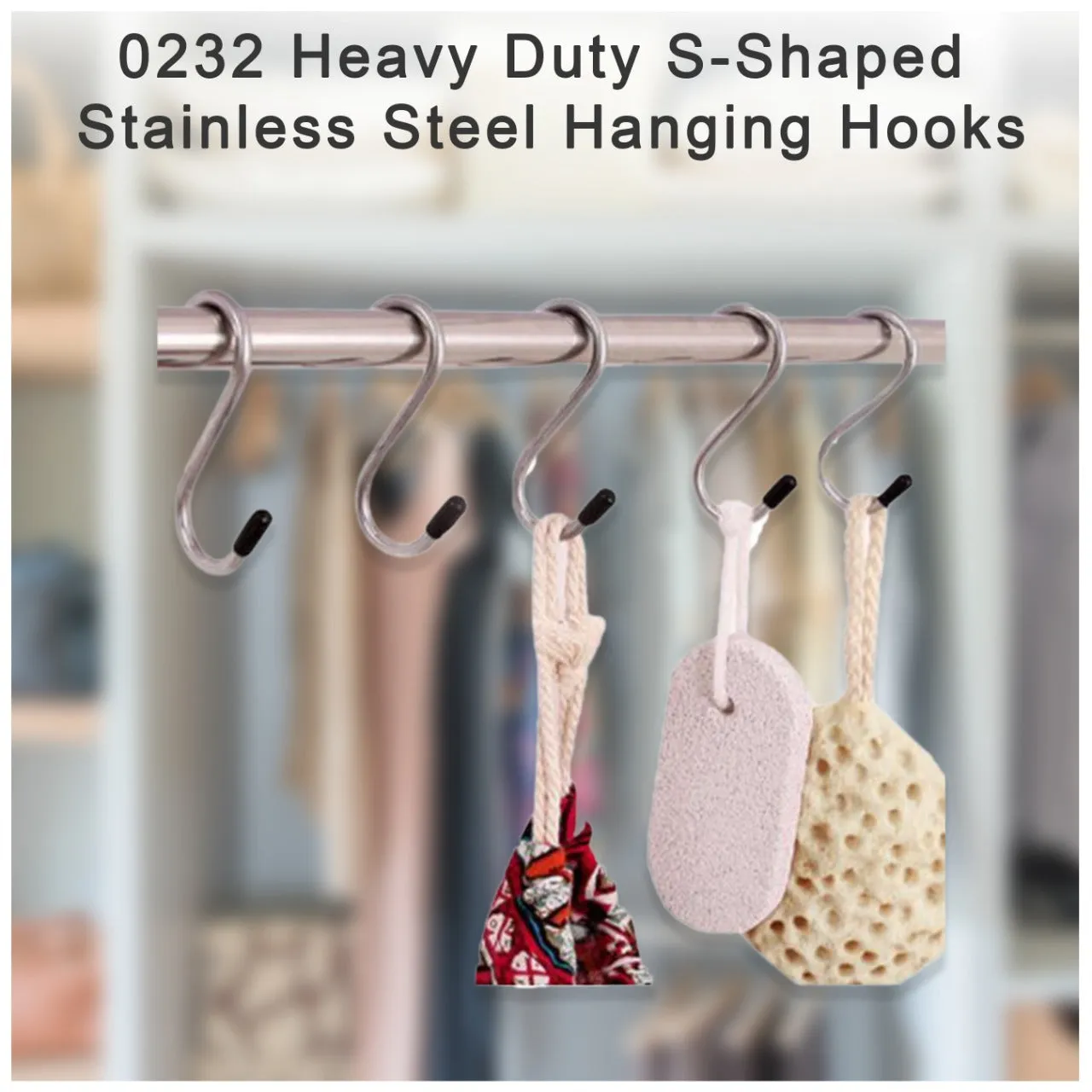 Heavy Duty S-Shaped Stainless Steel Hanging Hooks - 5 pcs