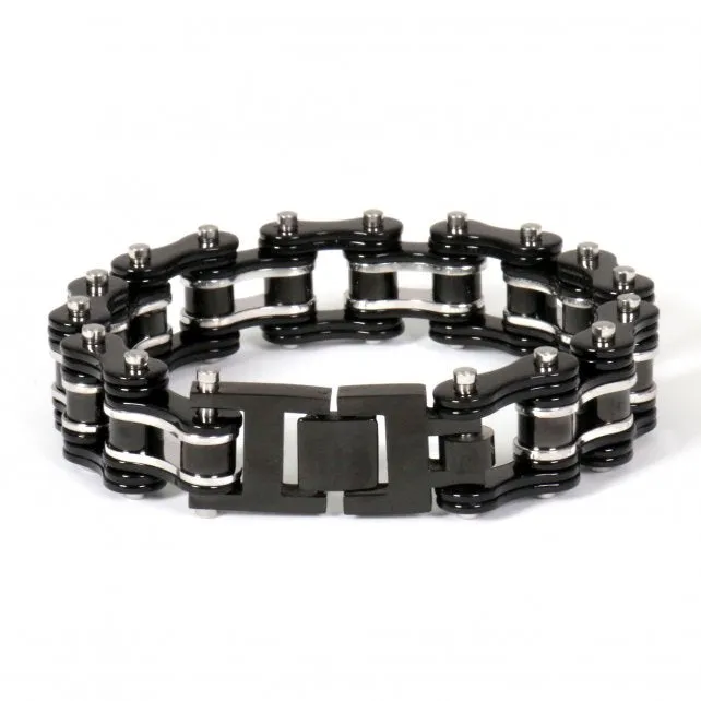 Hot Leathers JWB4103 Double Wide Black Motorcycle Chain Bracelets