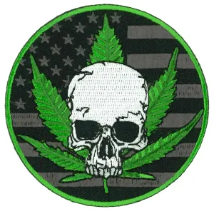 Hot Leathers Skull and Pot Leaf Patch