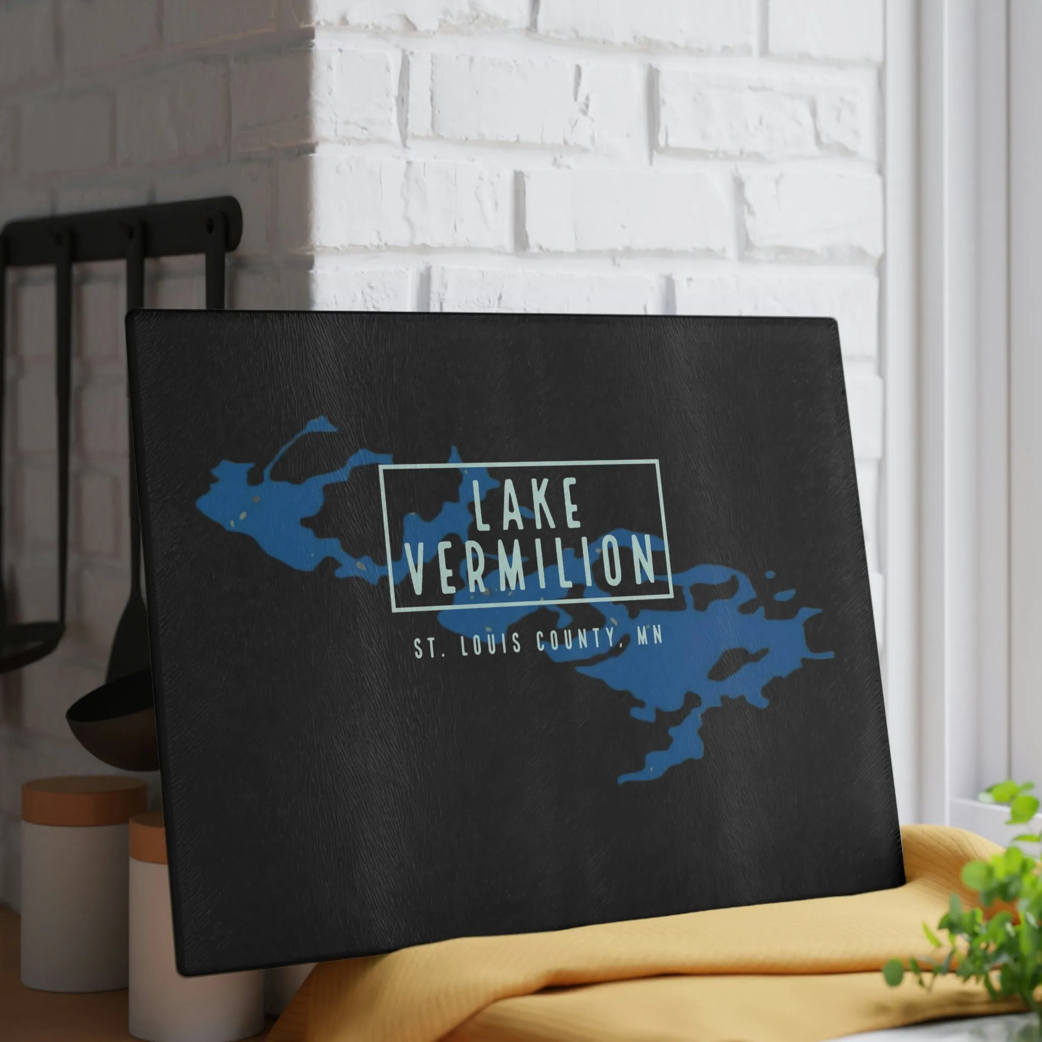 Lake Vermilion - black backed - Glass Cutting Board