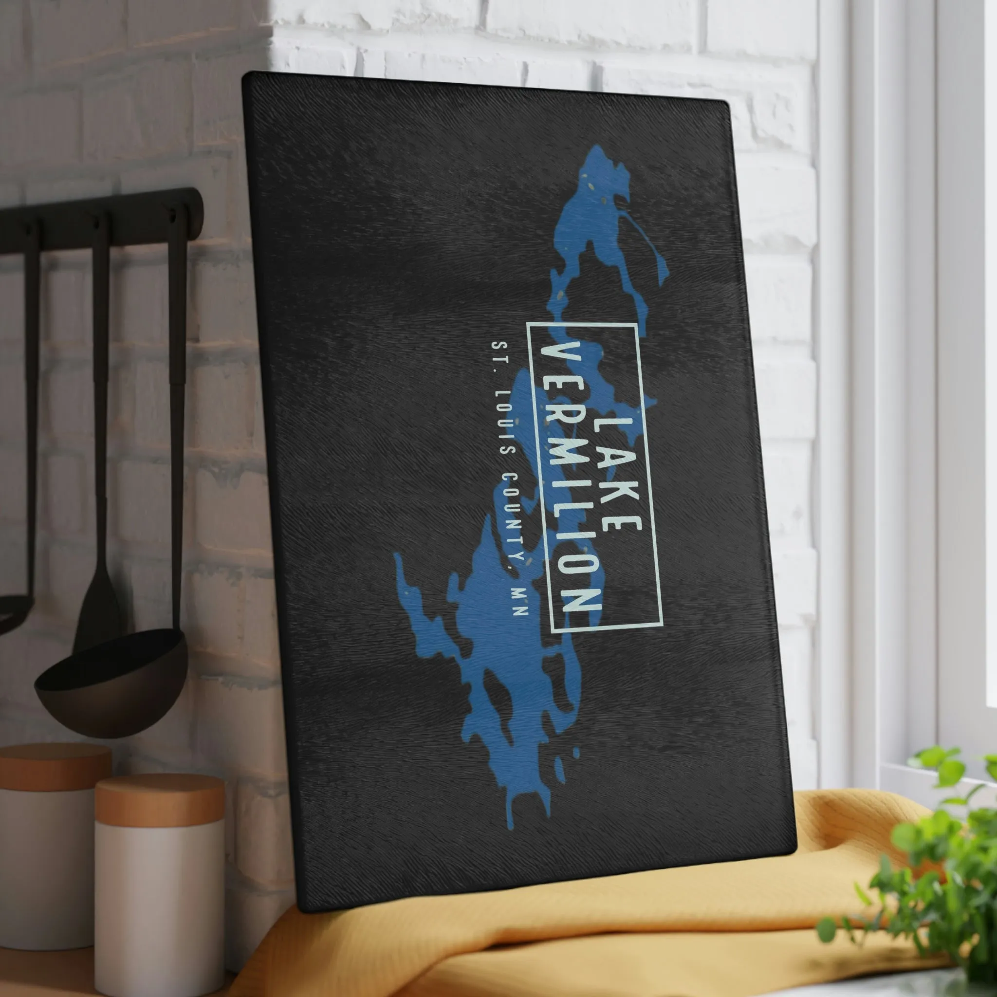 Lake Vermilion - black backed - Glass Cutting Board