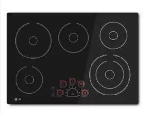 LG  LCE3010SB
30 Inch Smoothtop Electric Cooktop with Triple Elements, Warming Zone, SmoothTouch Controls, 5 Heating Elements, Hot Surface Indicator, Auto Shut-Off, Child Lock and ADA Compliant