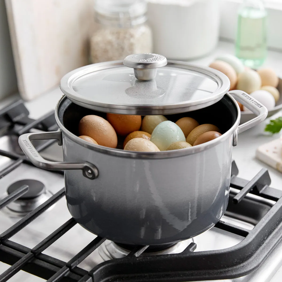 Merten & Storck Steel Core Enameled 4-Quart Stockpot with Lid | Cloud Gray