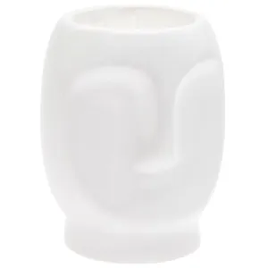 Minimalistic Ceramic Face Candle - White