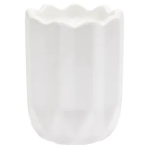 Minimalistic Geometric Ceramic Pot Candle - White