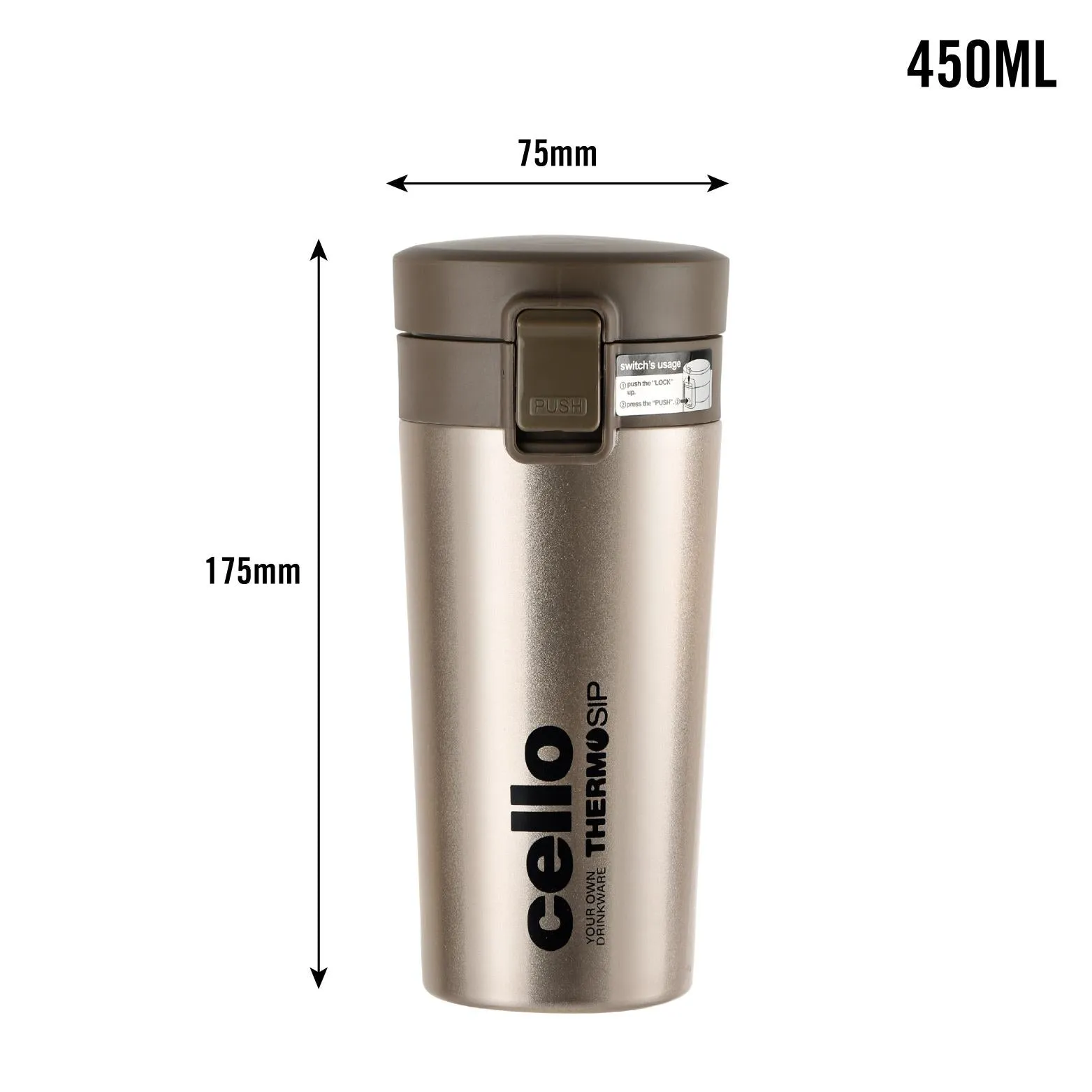 Monty Flask, Vacusteel Water Bottle, 450ml