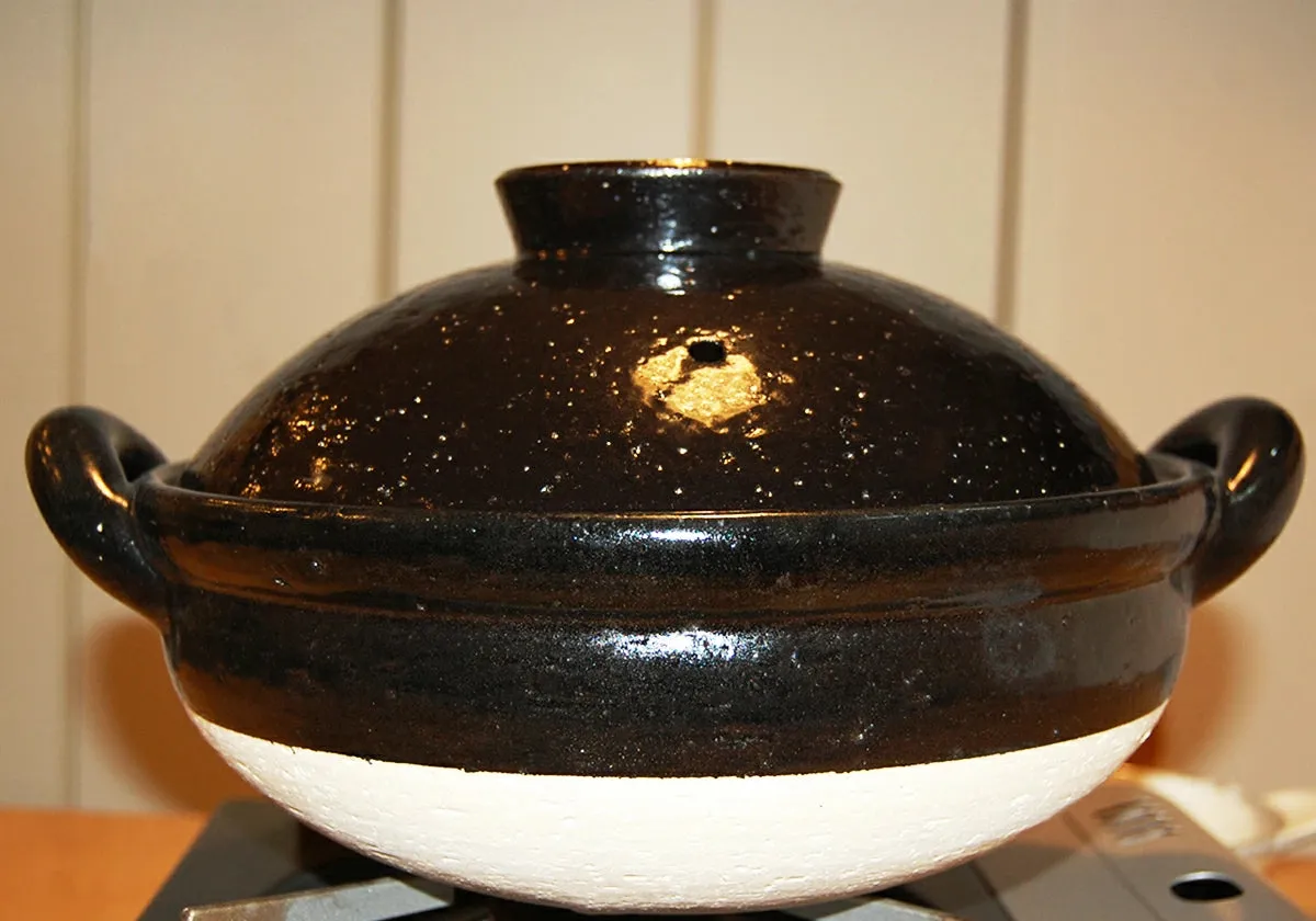 NAGATANIEN Steam Donabe 2-4 People 27cm Black Clay Pot