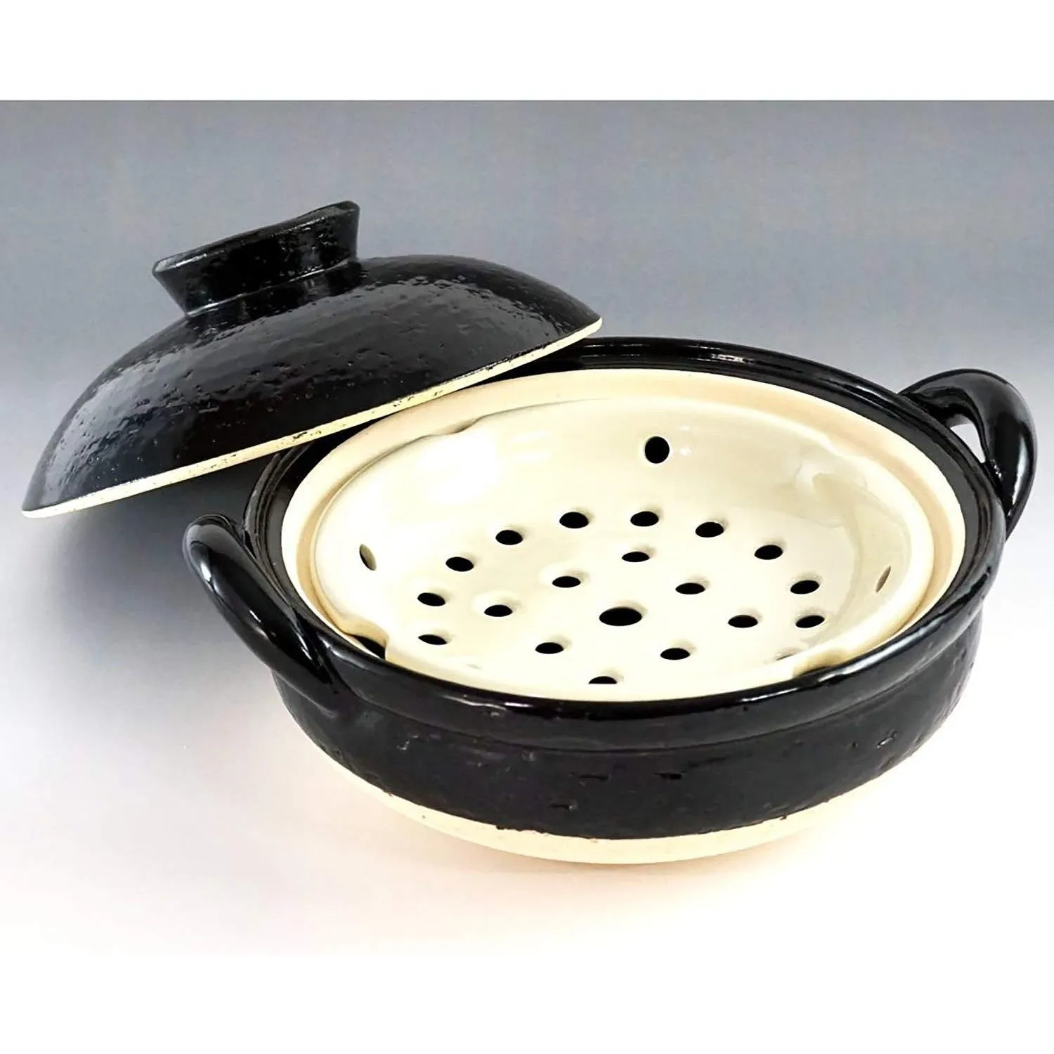 NAGATANIEN Steam Donabe 2-4 People 27cm Black Clay Pot