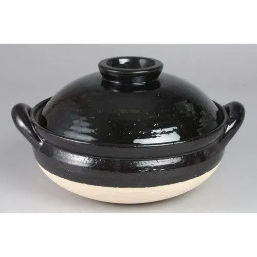 NAGATANIEN Steam Donabe 3-5 People 31cm Black Large Clay Pot