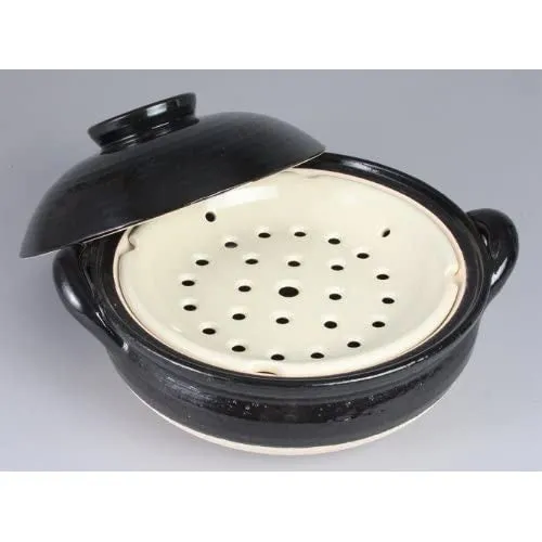 NAGATANIEN Steam Donabe 3-5 People 31cm Black Large Clay Pot