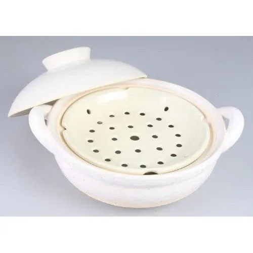 NAGATANIEN Steam Donabe 3-5 People 31cm White Large Clay Pot