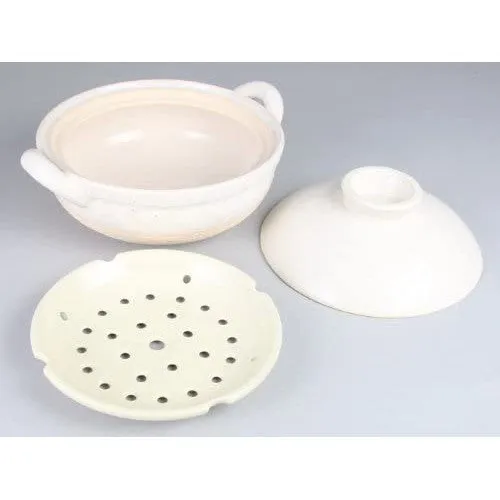 NAGATANIEN Steam Donabe 3-5 People 31cm White Large Clay Pot