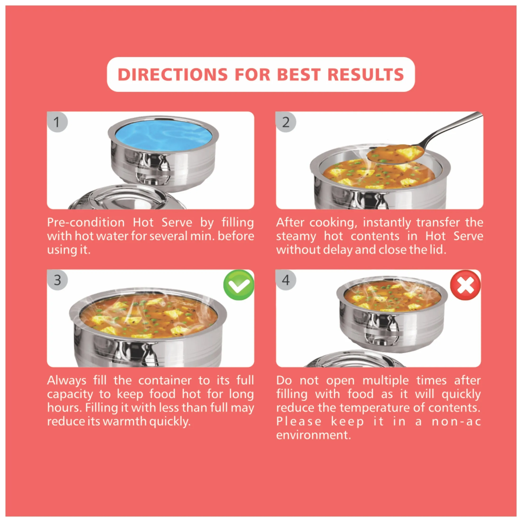 NanoNine Hot Shine 0.5 L   0.9 L   1.4 L Double Wall Insulated Hot Pot Stainless- Steel Casserole Set with Steel Lid.