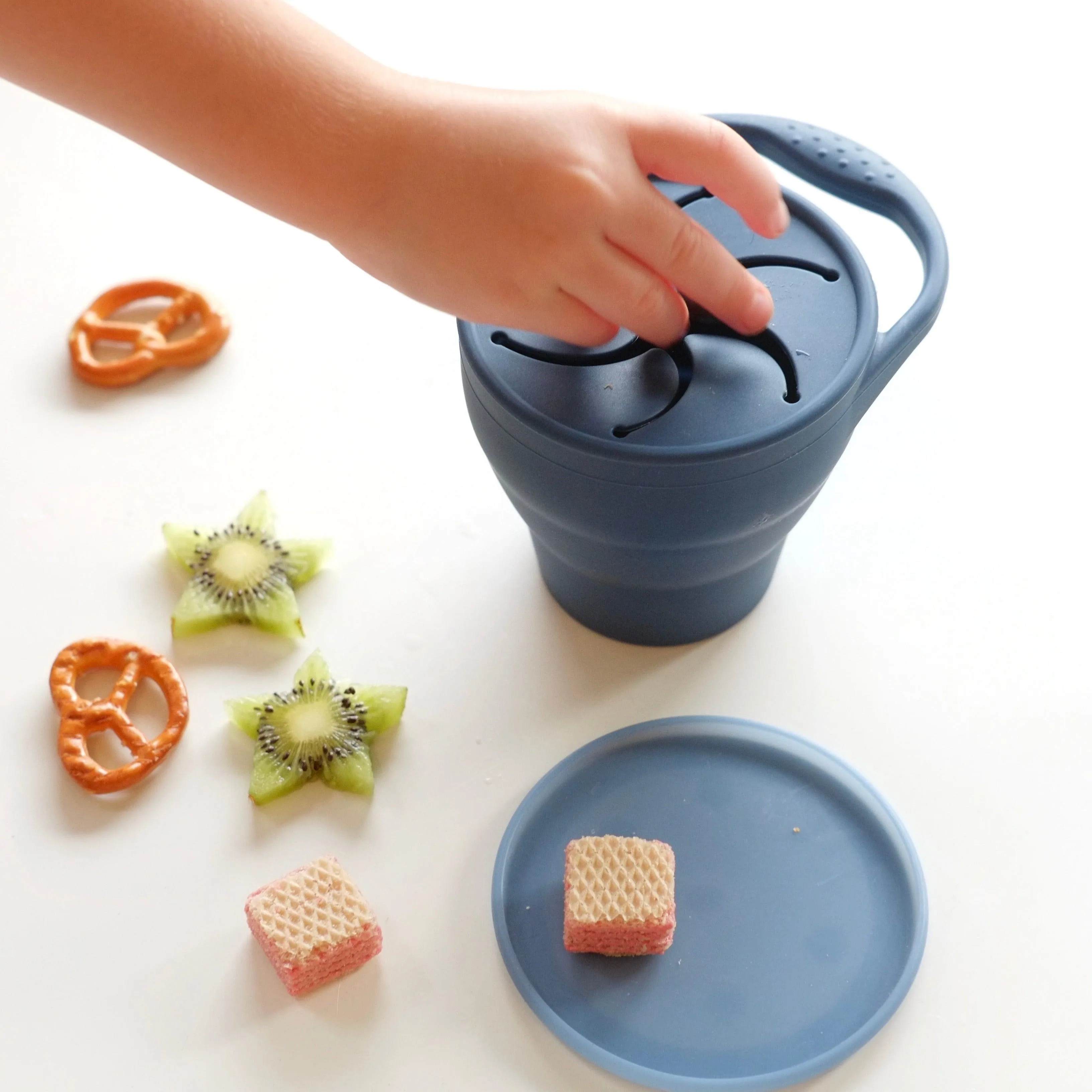 Navy Collapsible Silicone Snack Pot