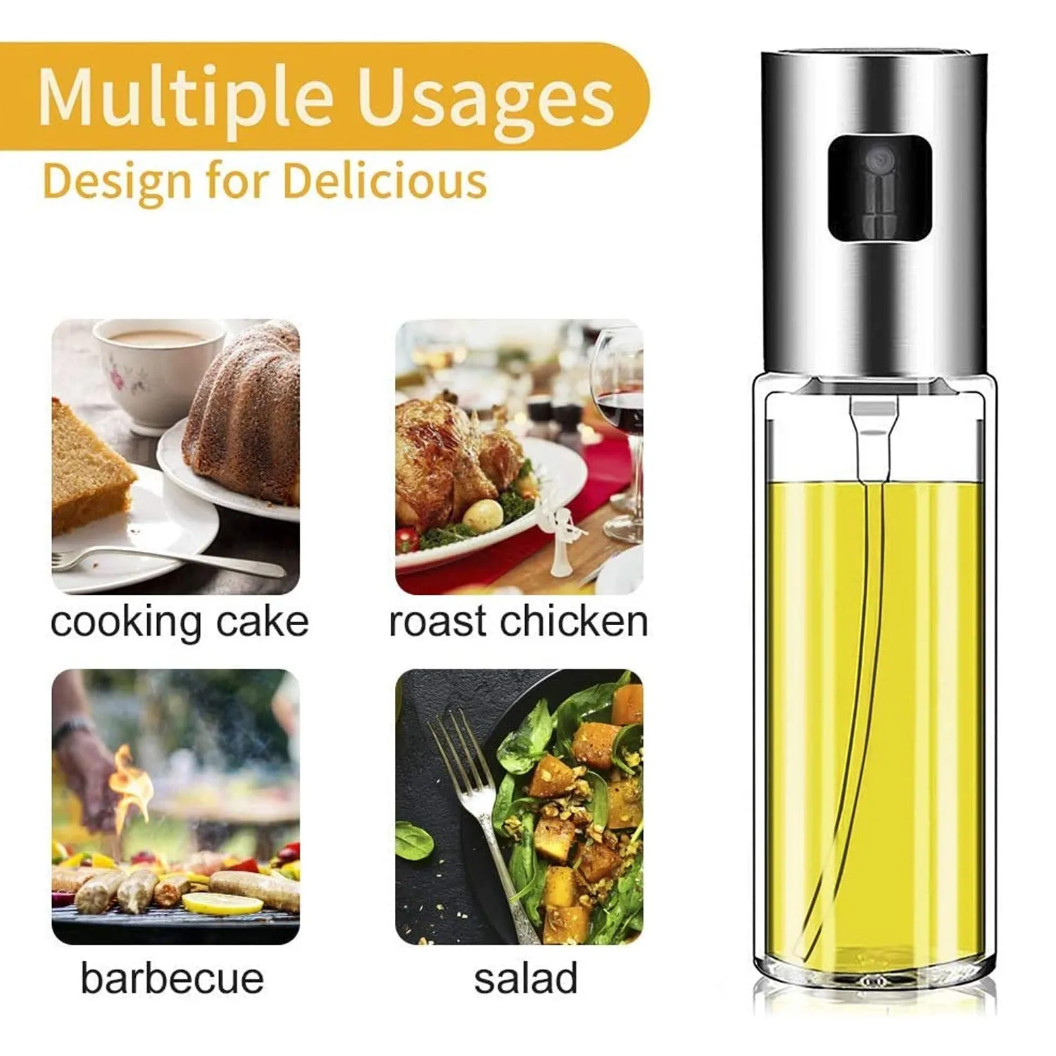 Oil Sprayer Dispenser, Oil Versatile Glass Spray Bottle For Cooking & Multi Use Bottle