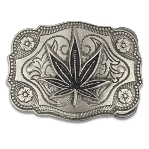 Ornate Pot Leaf Belt Buckle