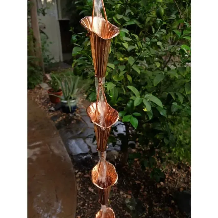 Rain Chain Cala Lily Copper Cups