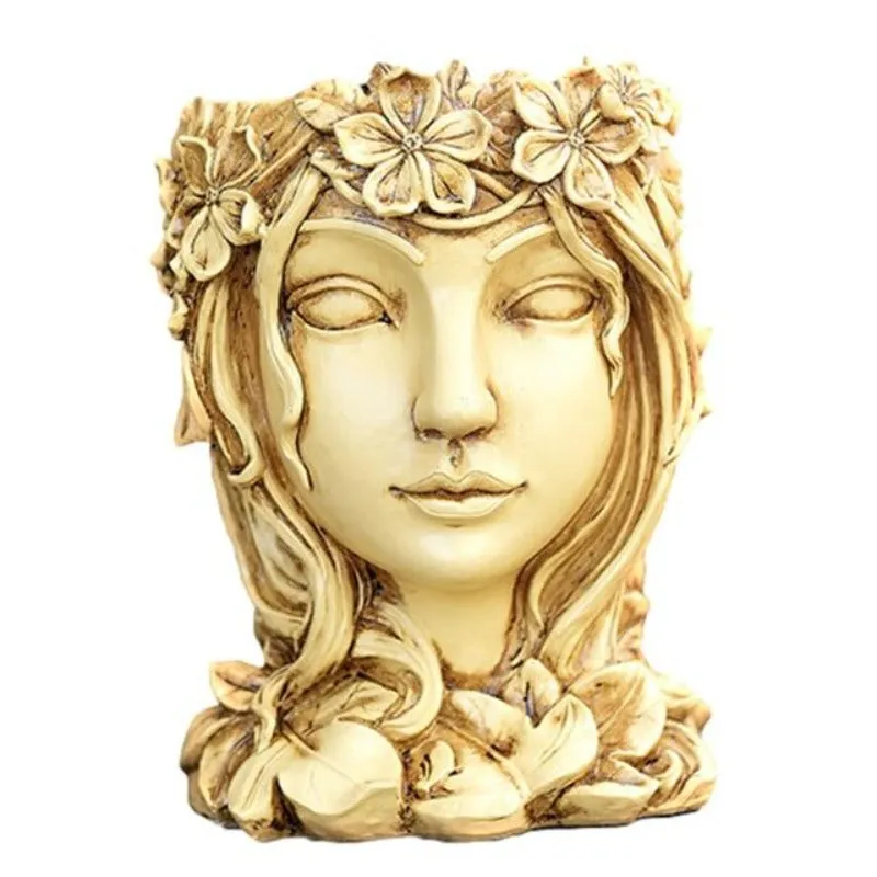 Resin Head Planter Pot Beauty Face Statue