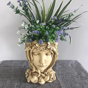 Resin Head Planter Pot Beauty Face Statue