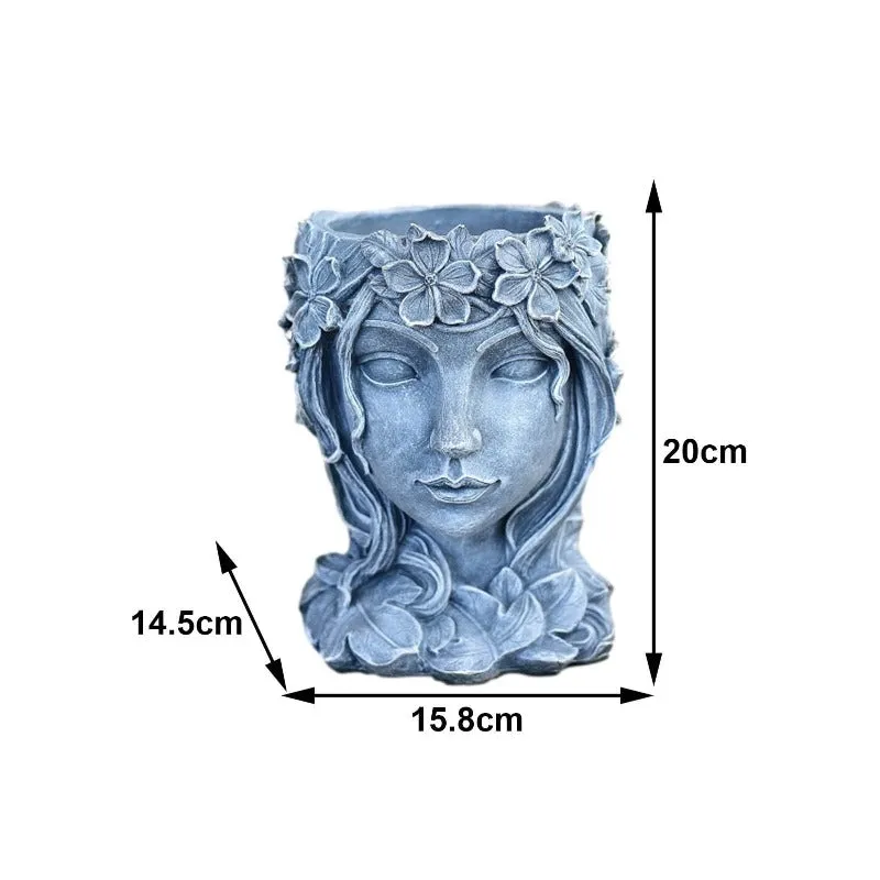 Resin Head Planter Pot Beauty Face Statue