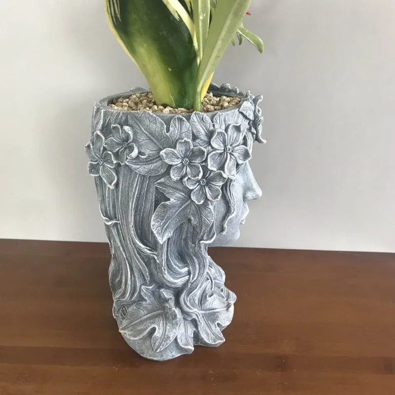 Resin Head Planter Pot Beauty Face Statue