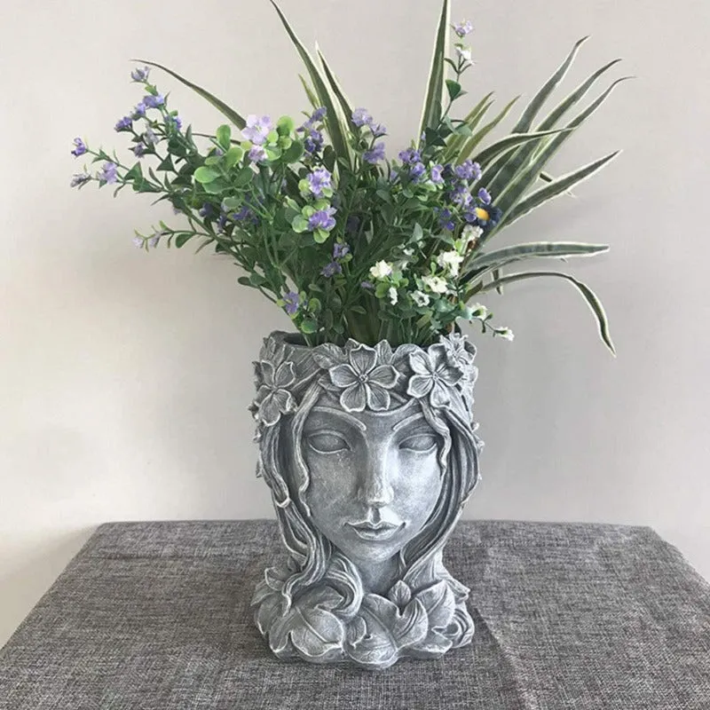 Resin Head Planter Pot Beauty Face Statue