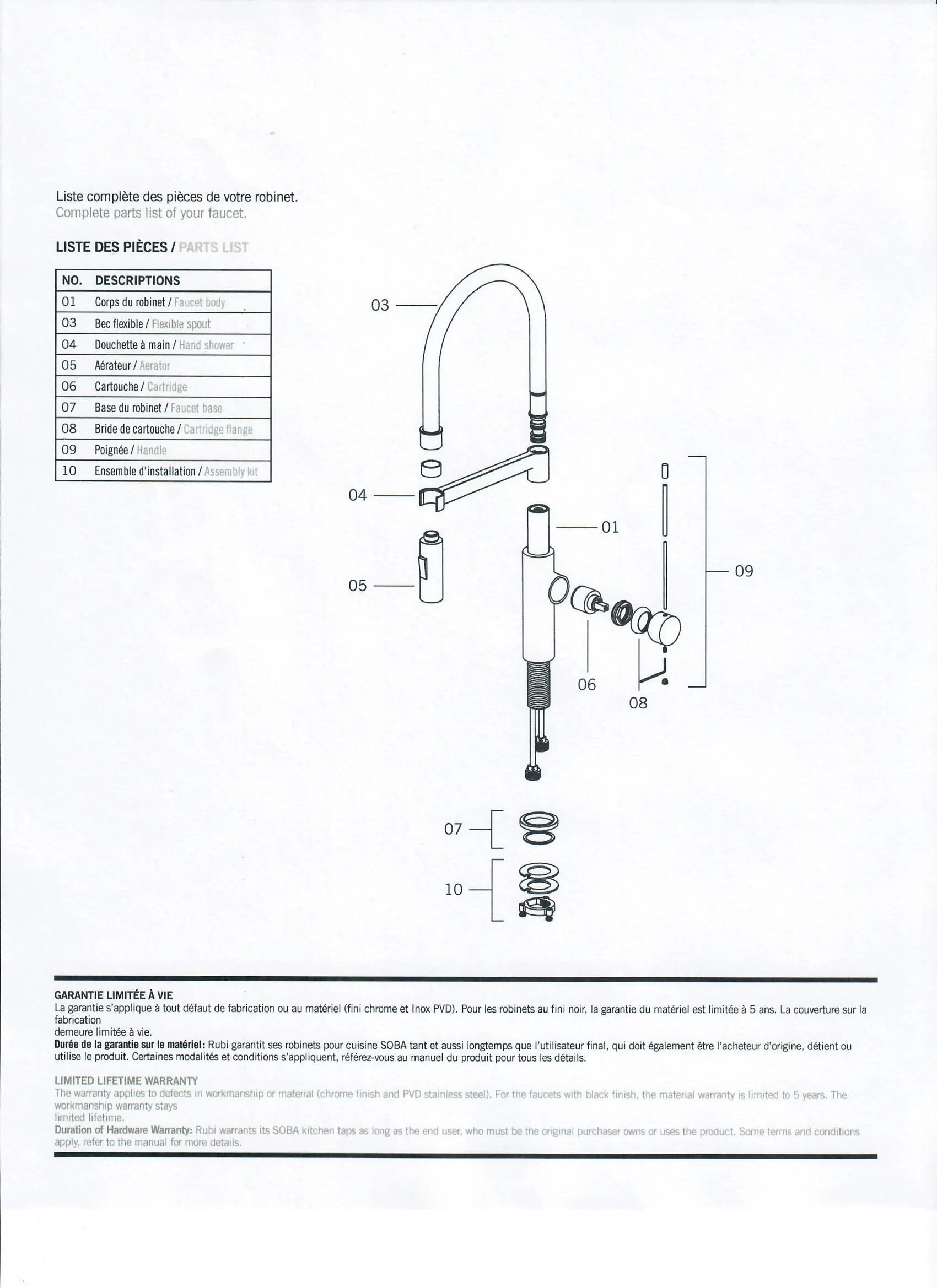 Rubi - SOBA , Stainless Steel, Single Lever Professional style Kitchen Faucet