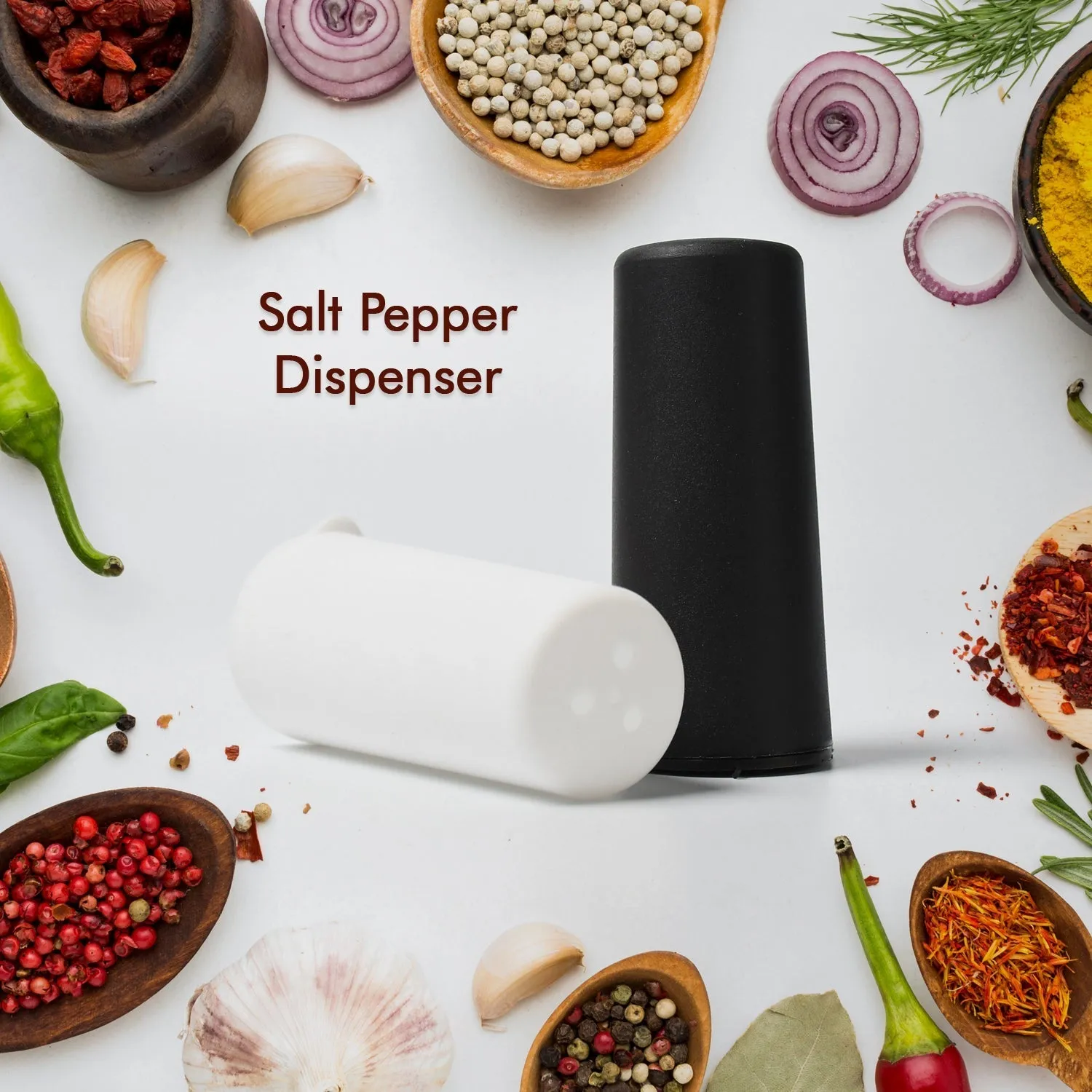 Salt Pepper Dispenser Dining Table Spice Storing Use & New Look Dispenser For Home & Hotel Use (2 Pcs Set)