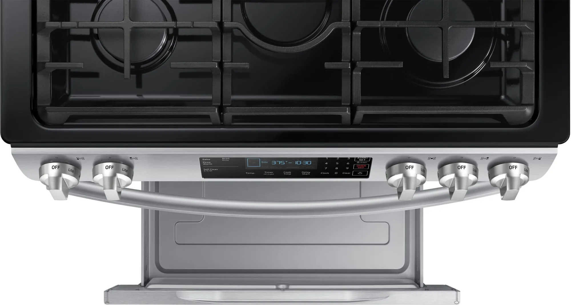 Samsung - 5.8 cu. ft. 5 Burner Slide-in Gas Range - Stainless Steel