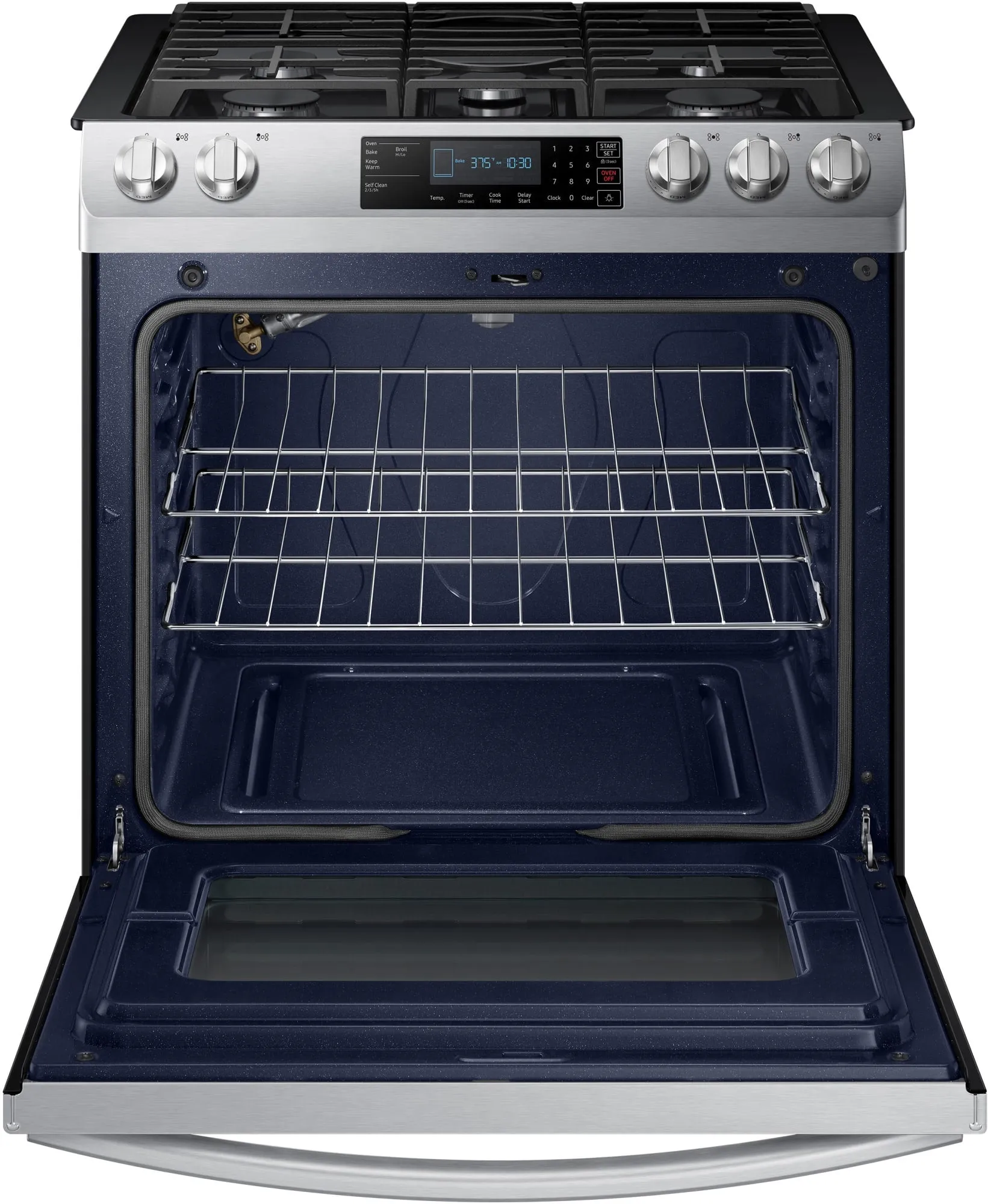 Samsung - 5.8 cu. ft. 5 Burner Slide-in Gas Range - Stainless Steel