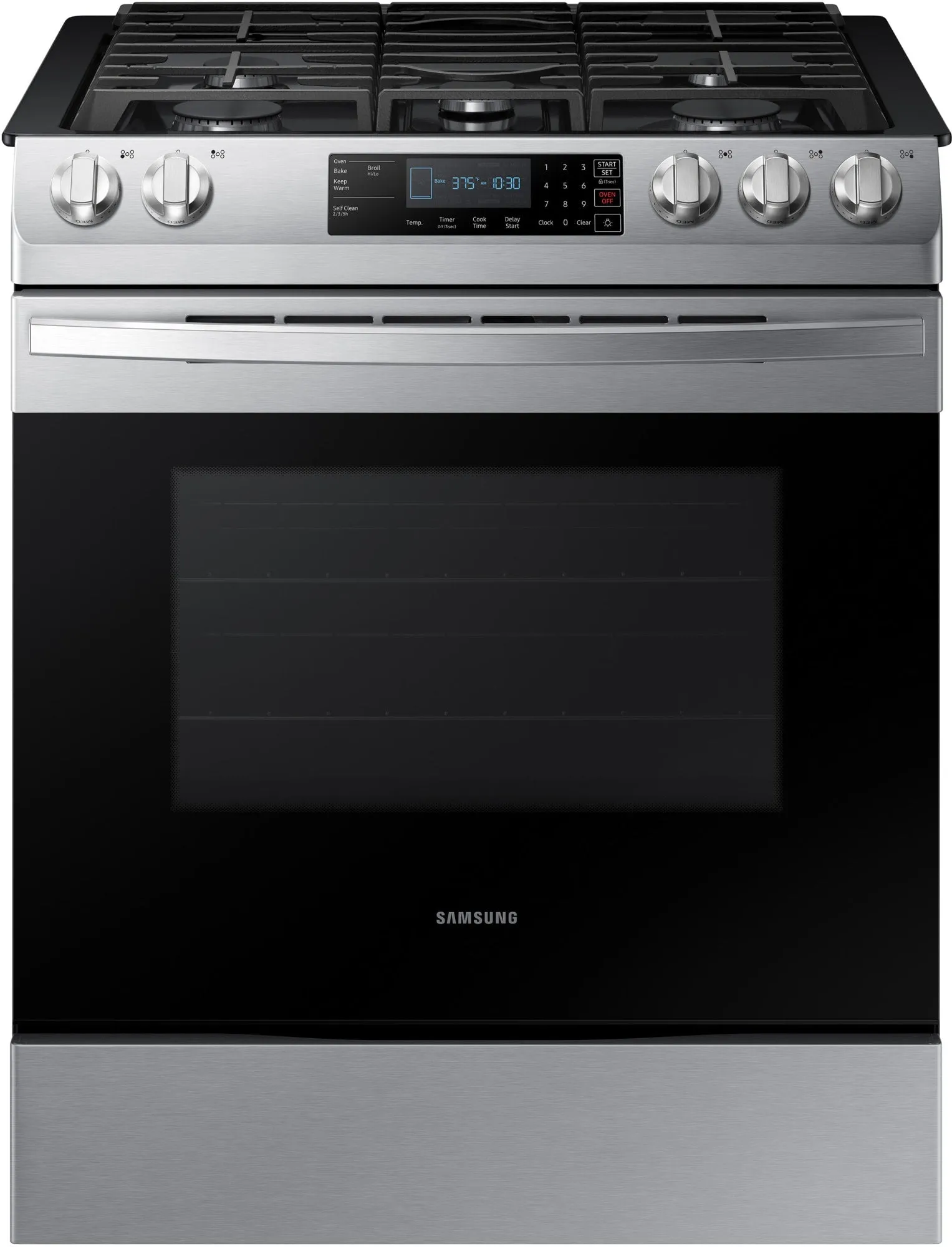 Samsung - 5.8 cu. ft. 5 Burner Slide-in Gas Range - Stainless Steel