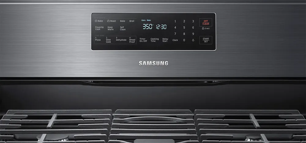 Samsung - 5.8 Cu. Ft. Self-Cleaning Freestanding Fingerprint Resistant Gas Convection Range - Black stainless steel